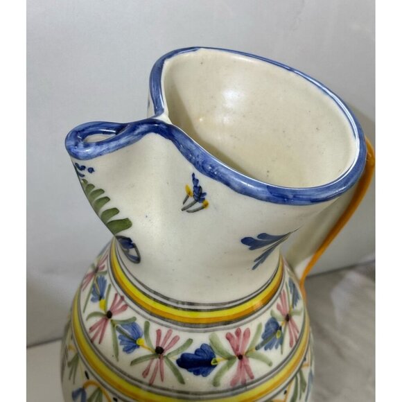 VTG Signed Mave Talavera Pottery Pitcher Mexico Ceramic Blue Yellow Green Glaze - Picture 6 of 8